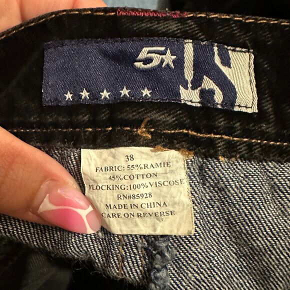 Y2K/2000s Black Blue Velvet Baggy Velvet Jean Denim Shorts Carpenter Skater - Picture 3 of 8